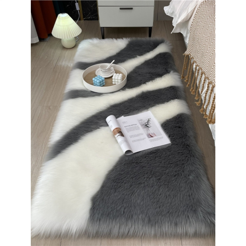New Water Ripple Bedroom Bedside Carpet Imitation Wool Simple and Fashionable Balcony Bay Window Plush Living Room Coffee Table Mat