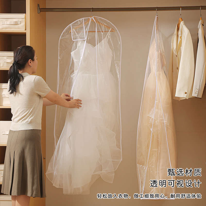 Vestido de boda cubierta de vestir de armario más grueso acabado cubierta de polvo tridimensional tipo plegable bolsa de almacenamiento multipropósito portátil