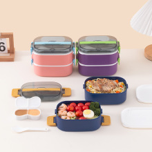 跨境单双层携便式便当盒学生上班族大容量可手提饭盒减脂餐午餐盒