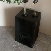碳化黑色原木墩子侘寂风民宿摆件树桩装饰品实木家用边几花架底座