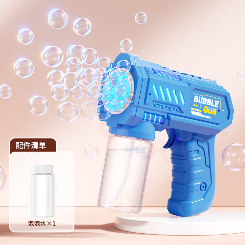 Ventas transfronterizas calientes de 40 agujeros máquina de burbujas de luz espacial MINI versión Gatlin burbujas eléctricas sopladas de mano juguetes para niños