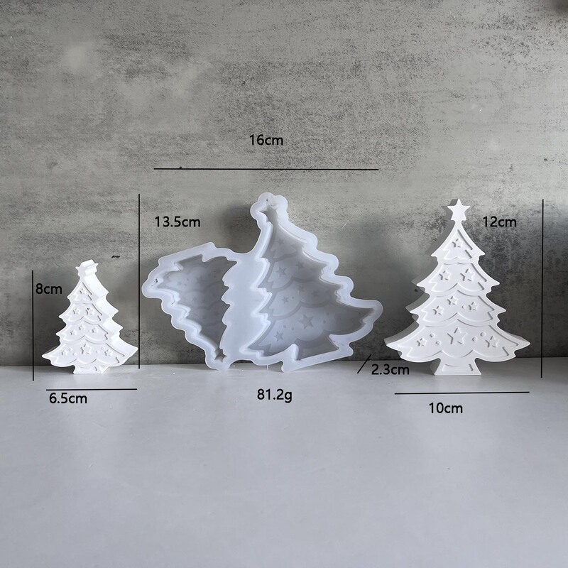 二連サイズクリスマスツリーシリコン金型クリスマス装飾石膏滴ゴム金型|undefined