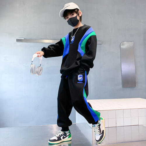 Boys' Autumn Sports Suits Trendy  New Boys and Big Children's Spring and Autumn Fashionable and Handsome Children's Autumn Children's Clothing Cool