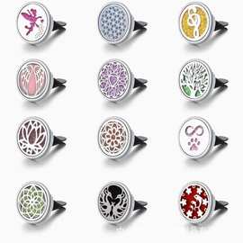 跨境不锈钢汽车香薰夹汽车风口夹车载香膏香水夹汽车香水树形