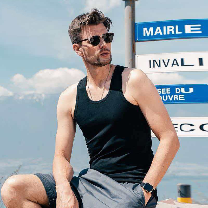 Regular Style Sports Casual Tank Top for Men, 2026 Summer New Model, Solid Color Fitness Running Sleeveless Undershirt