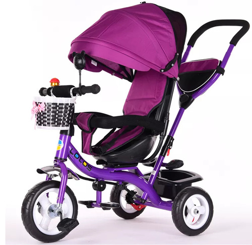 Four-in-One Multi-Function Child Tricycle Pedal Bike for 1-3 Year Old Babies, Foldable and Reclining Baby and Toddler Push Cart