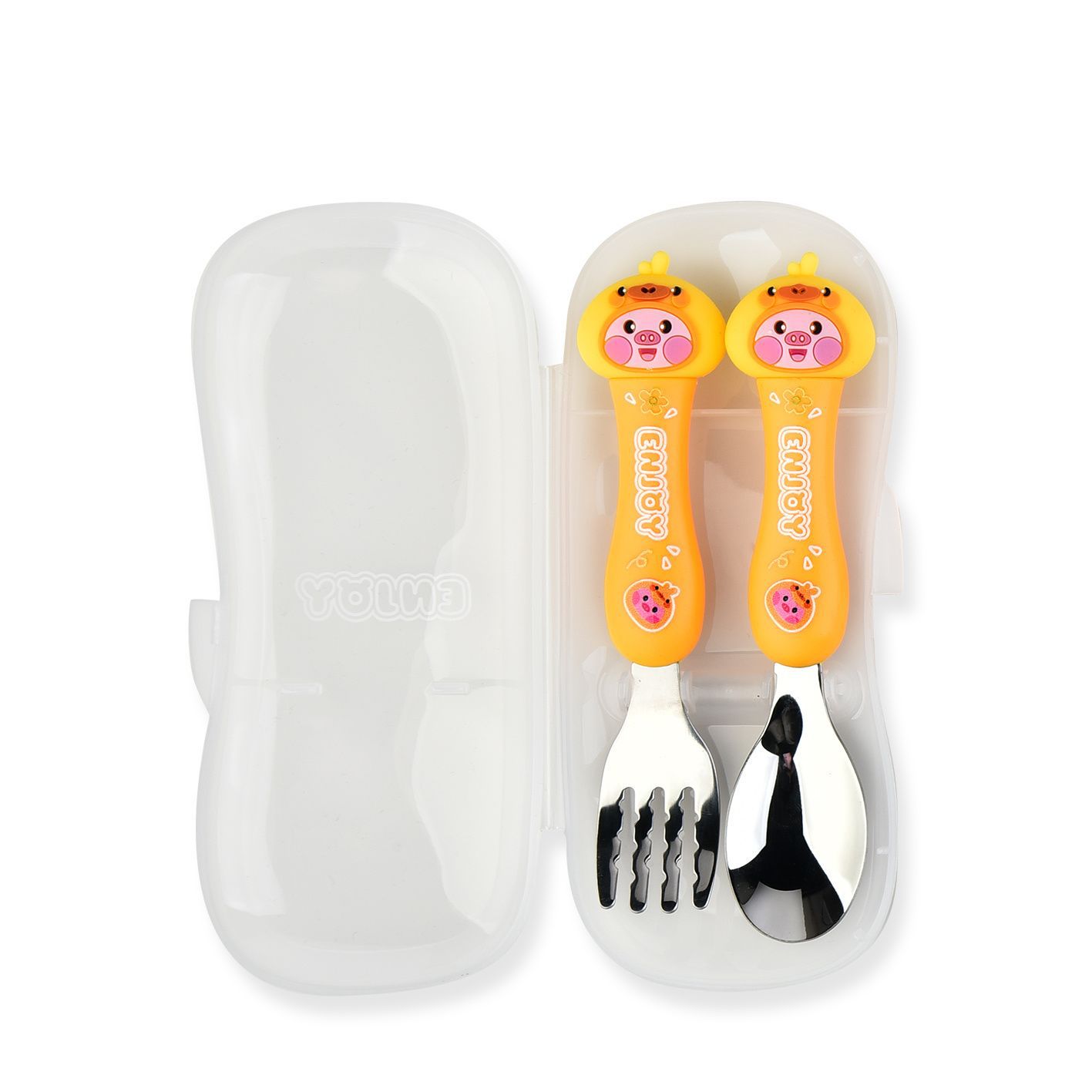 Animal encantador portátil para llevar estudiantes cucharas de comidas dormitorios escolares cucharas de cubierta de cubierta set