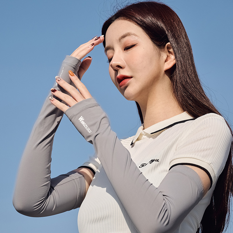 Wang Zilu Road Summer Sunscreen Nylon Ice Silk Sleeves for Driving UV-proof Sunshade Breathable Fashion Riding Ice Sleeves