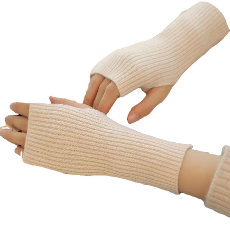 Medio dedo guantes de lana de las mujeres de otoño e invierno engrosada cálida pantalla táctil dedo abierto guantes de punto estudiante escrito oversleeve pulsera