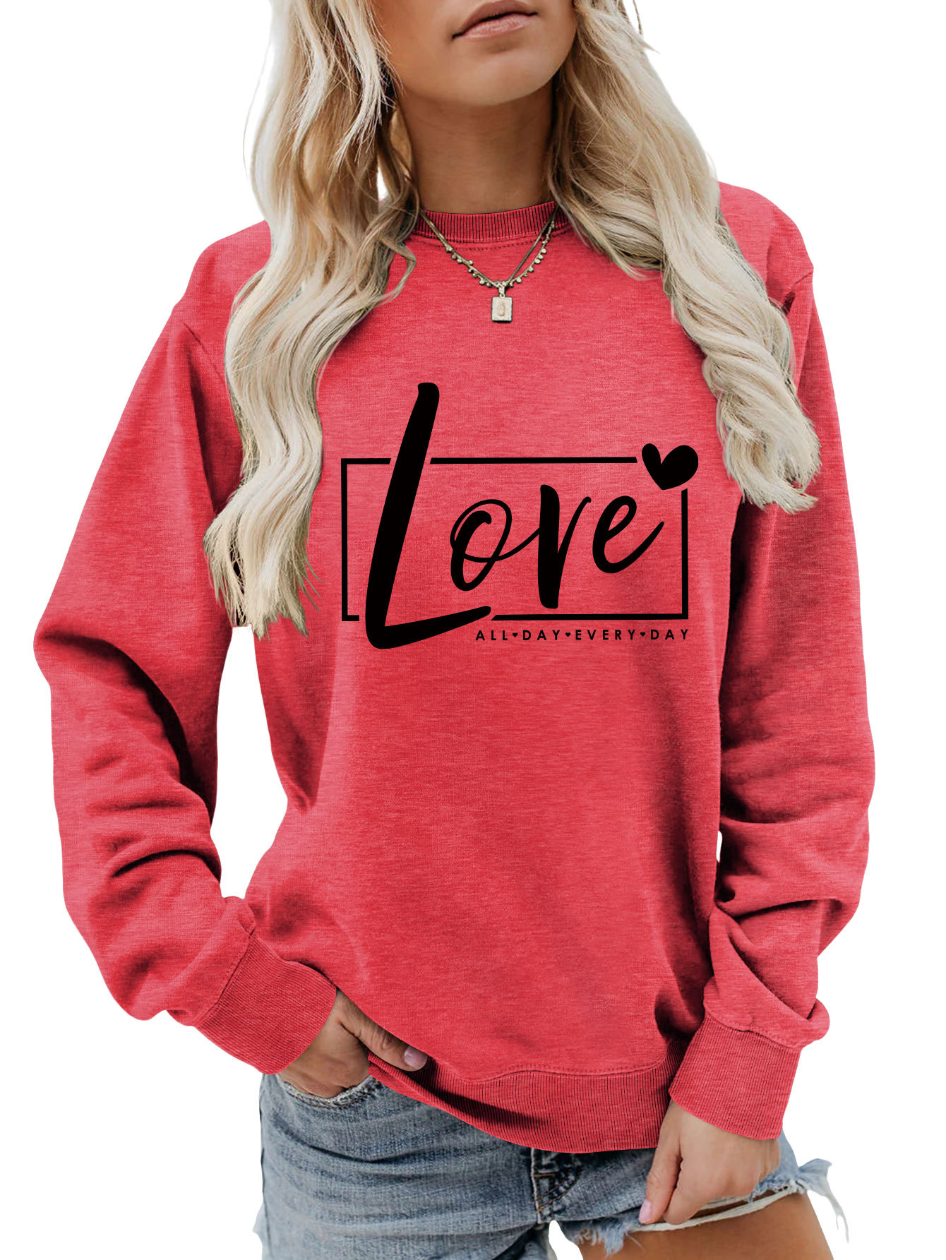 Women's Hoodies Long Sleeve Printing Basic Streetwear Letter Heart Shape display picture 21