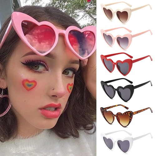 New love ladies heart-shaped sunglasses peach heart large frame sunglasses soft girl Harajuku fashion big face slimming glasses
