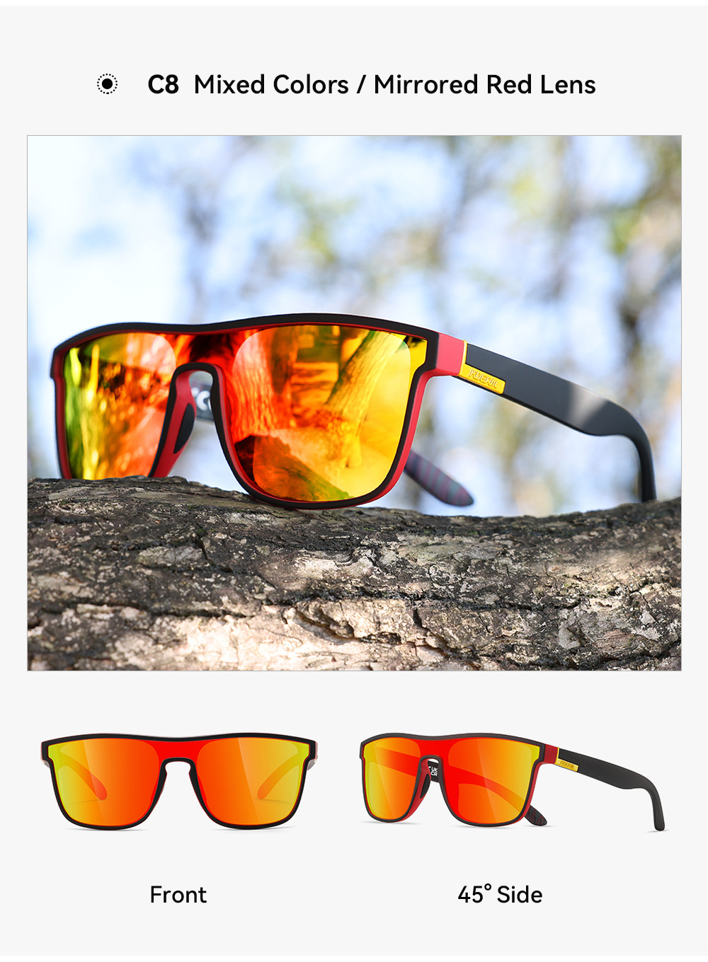 KDEAM große Sonnenbrille neu polarisiert einteilig Sportsonnenbrille winddicht Sonnenbrille Metallscharnier KD528-PLUS