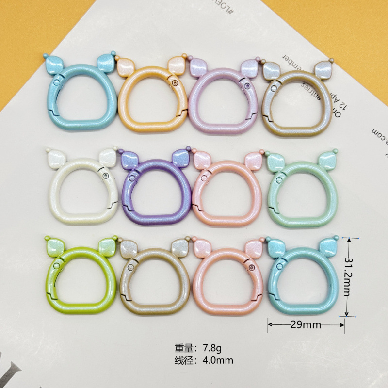 スプリングリングキャンディーカラースプリングバックルアクセサリーカラフルな愛ペイントブックリングカードリングキーホルダーオープン diy ジュエリー|undefined