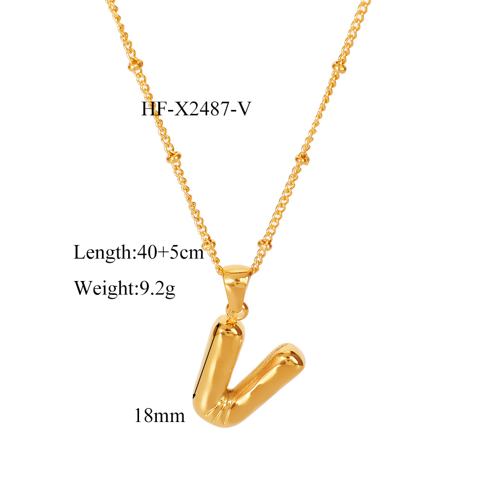 12g Weight Titanium Steel Pendant Material Pendant Necklace Classification Titanium Steel Chain Material cable chain Chain Type 1 Piece Quantity Daily Occasion Titanium Steel Material Letter Pattern All Seasons Season Women's Gender Plating Design Modern Style, Simple Style Style Wholesale Jewelry Modern Style Simple Style Letter Titanium Steel Plating Cable Chain Pendant Necklace 25