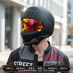 3C retro motosiklet dəbilqəsi, tam üzlü, elektrik motosiklet dəbilqəsi, yay üçün, bütün fəsillər.