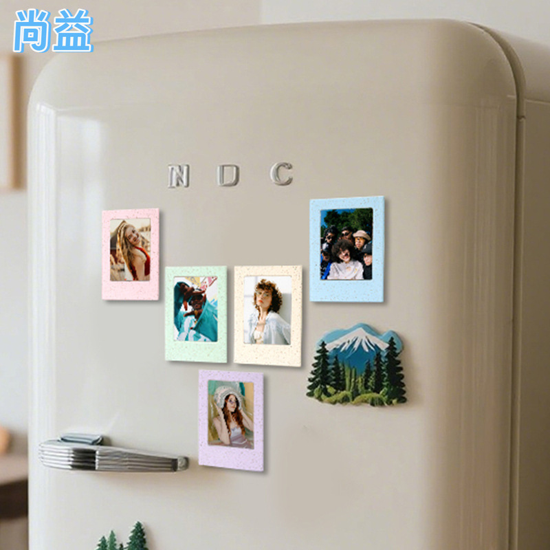 クロスボーダー新しいポラロイド 3inch 磁気シートテーブルクリエイティブ diy 磁気楽しい小麦わら小さなフォトフレーム中空|undefined