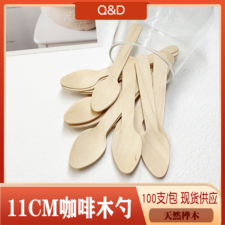 Cross-border Xiyin temu estilo explosivo tenedor de madera cuchara de madera vajilla de madera desechable cuchara de abedul 100 especificaciones múltiples