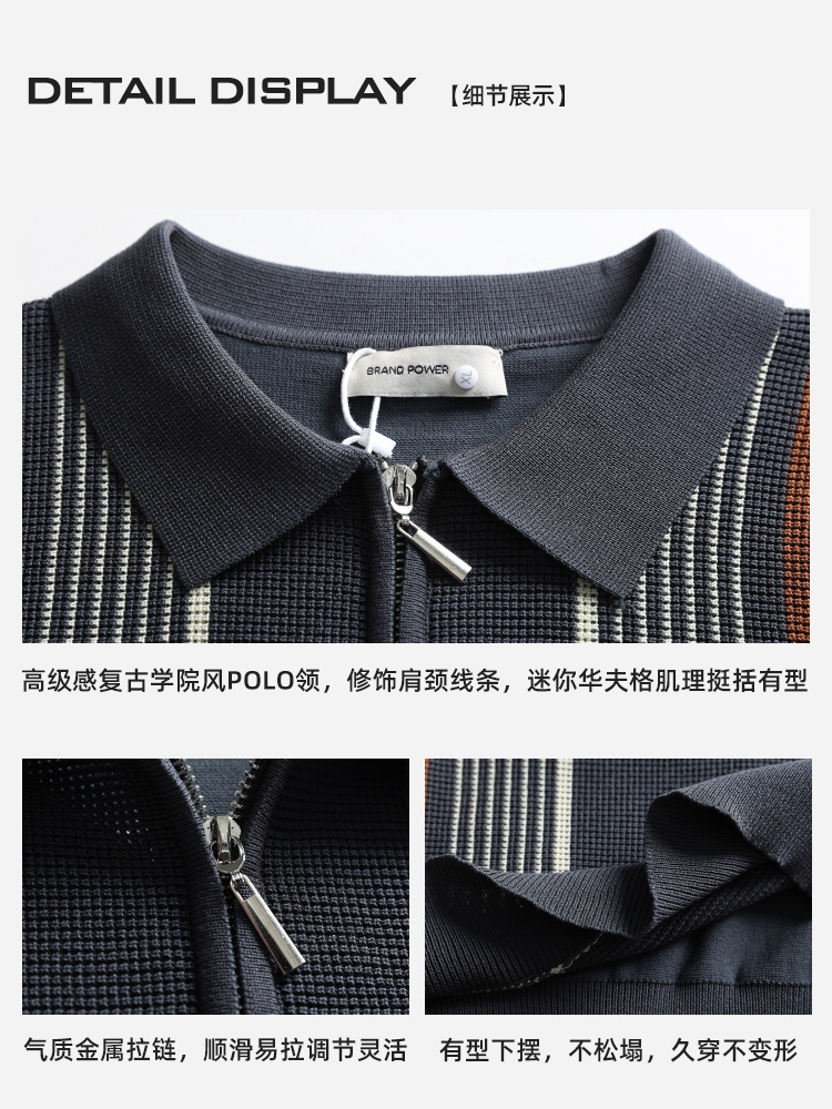 Hombre viejo dinero de punto de hielo polo camiseta de manga corta hombre de negocios casual camiseta de verano chaqueta de hombre