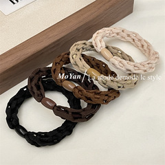 Cream Coffee Chunky Twisted Hair Tie 2023 New Trendy Headband for Women, High-Elastic Rubber Band for Ponytails & Messy Buns