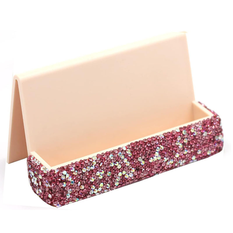 XZ9278 다이아몬드가 박힌 데스크탑 명함 홀더 핑크 다이아몬드