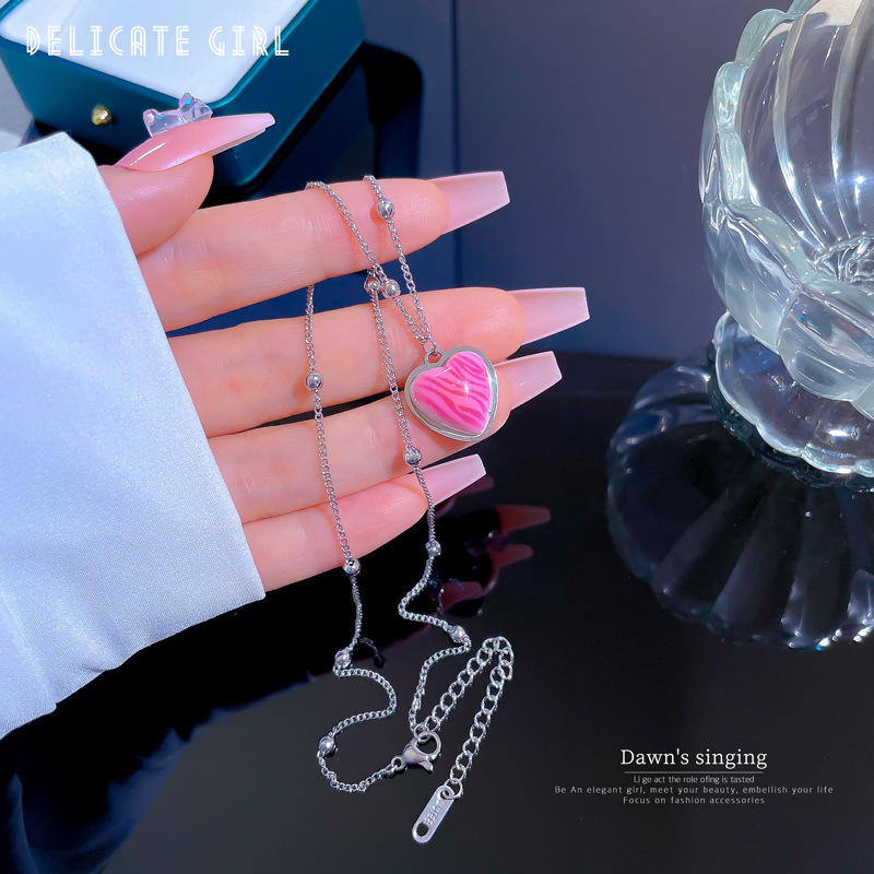 Sweet Heart Shape Stainless Steel Plating Pendant Necklace