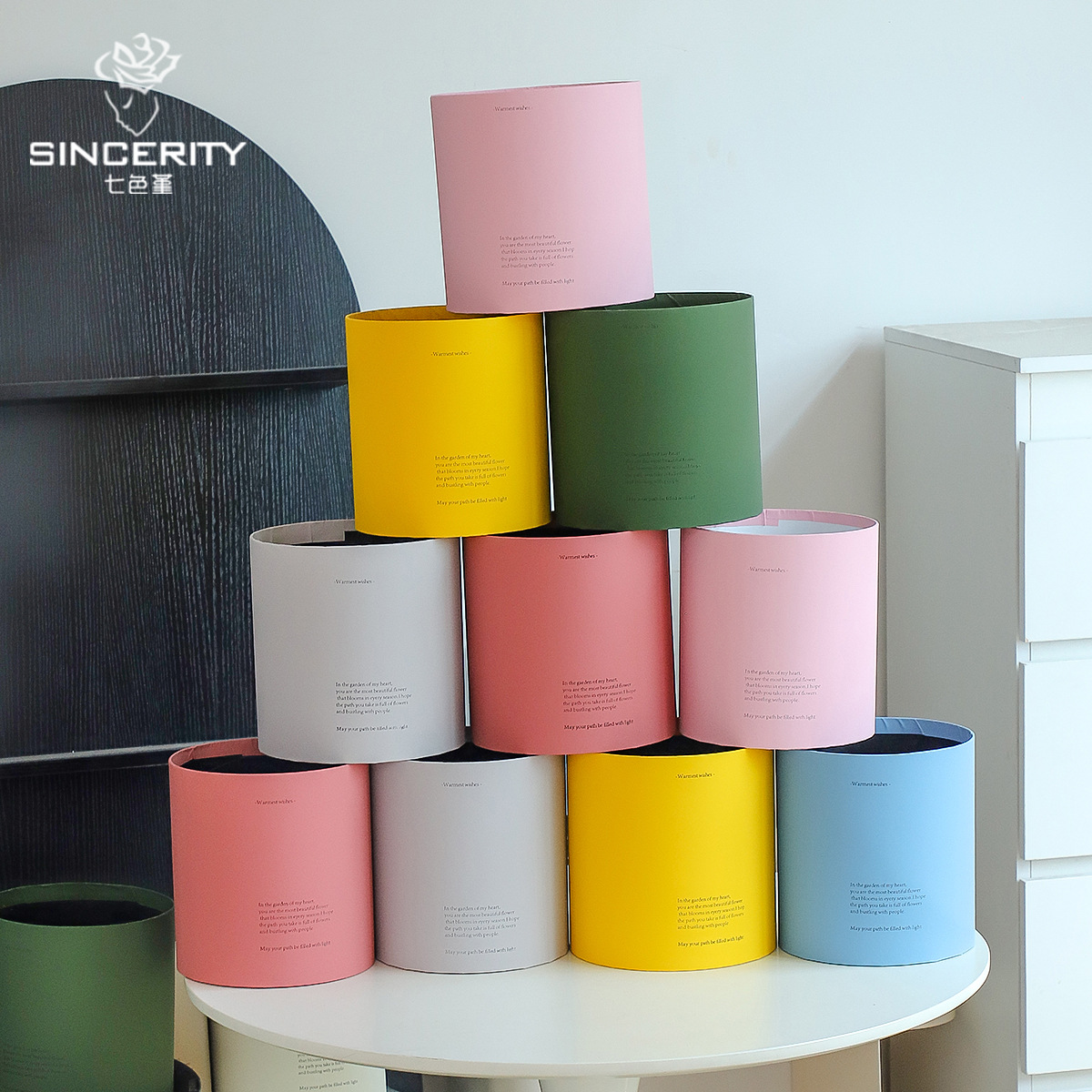 Cuatro colores cordier esmerilado sensación de piel abrazar barril flor caja de embalaje flor florista caja de embalaje de regalo