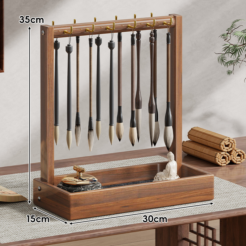Soporte para Pinceles de Caligrafía de Madera, Multifuncional y Colgante, para Escritorio