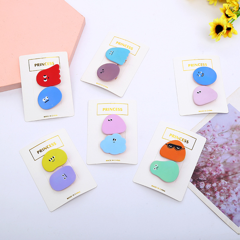 韓國發夾女 學生日常佩戴發卡 卡哇伊少女亞克力雲朵表情發飾批發