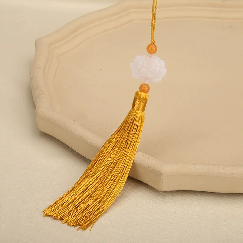Double-sided pendant white jade with tassels, decorations, accessory, accessories