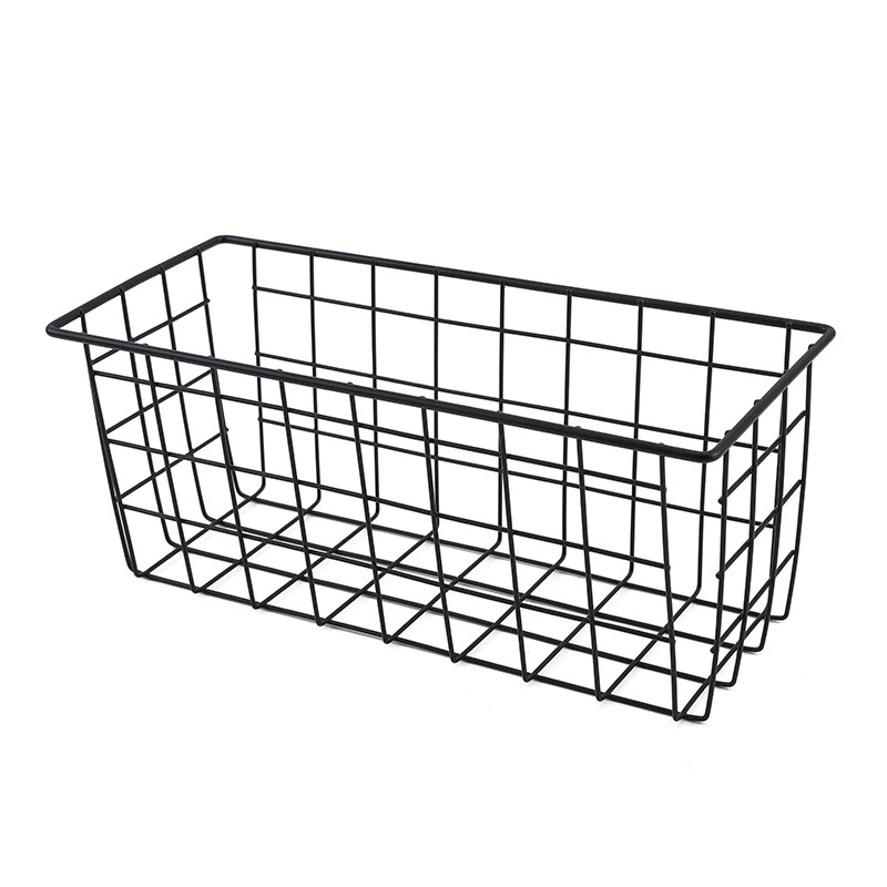 Table Storage Basket - Wire Document Organizer for Desk, Storage Box, Open Grid Design, Black or White