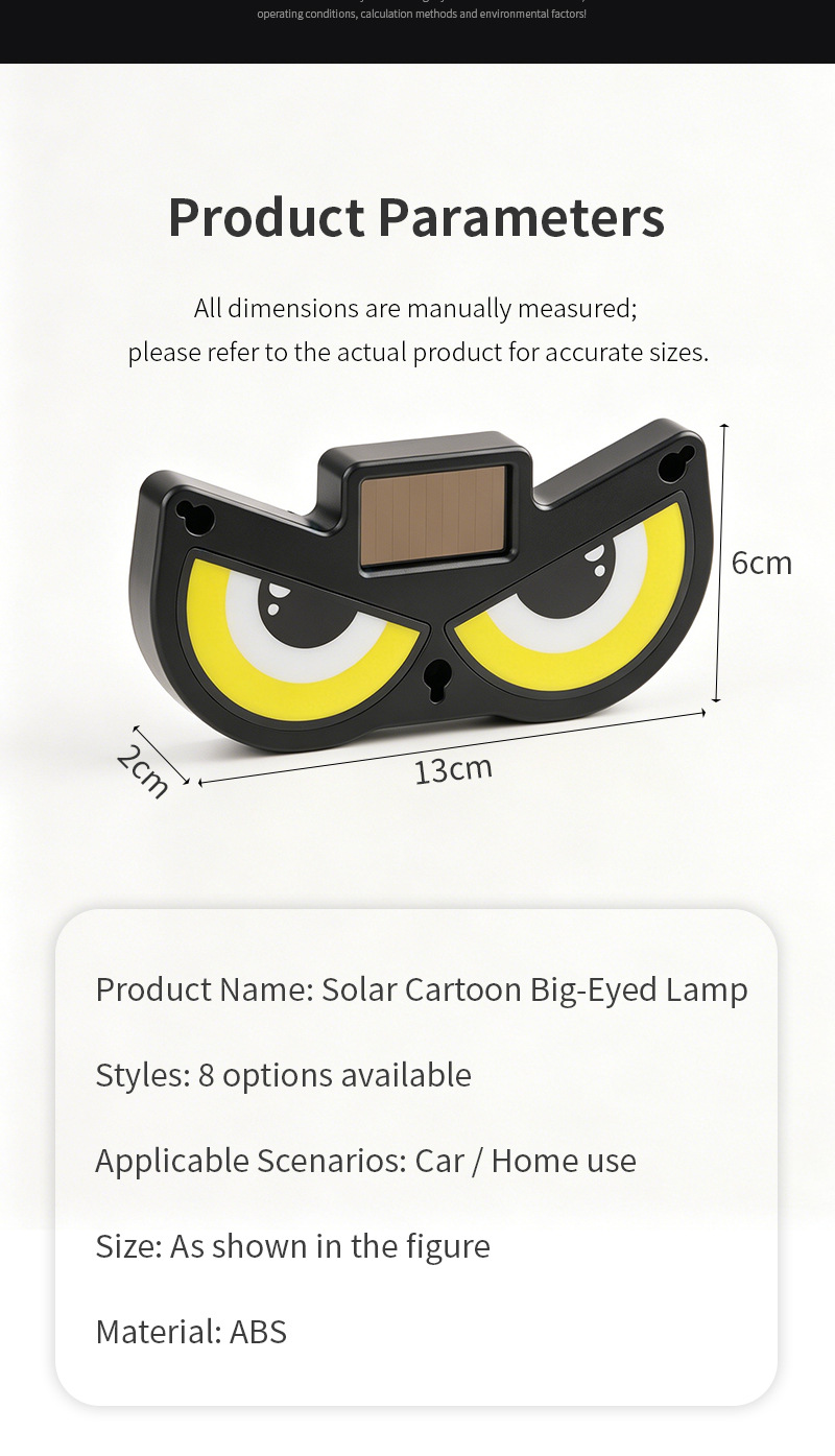 Cross-Border Solar-Powered Car Dynamic Devil's Eye New Led Expression Light Warning Light Car-Mounted Suction Cup Eye Light