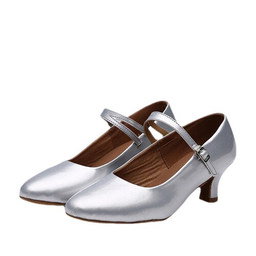 Women's Performance Dance Shoes, Adult Shoes, Xinjiang High Heels, Uyghur Dance, Latin Social Dance, Modern Dance, Silver Color, Square