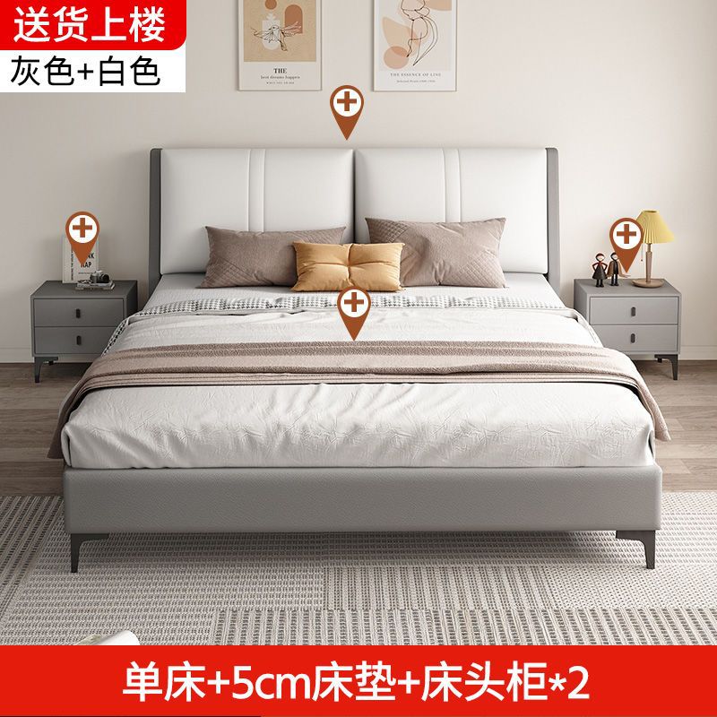 Cama de madera maciza tecnología de tela de 1.8m dormitorio principal cama doble económica cama de alquiler de paquete blando cama de 1.5m grosor