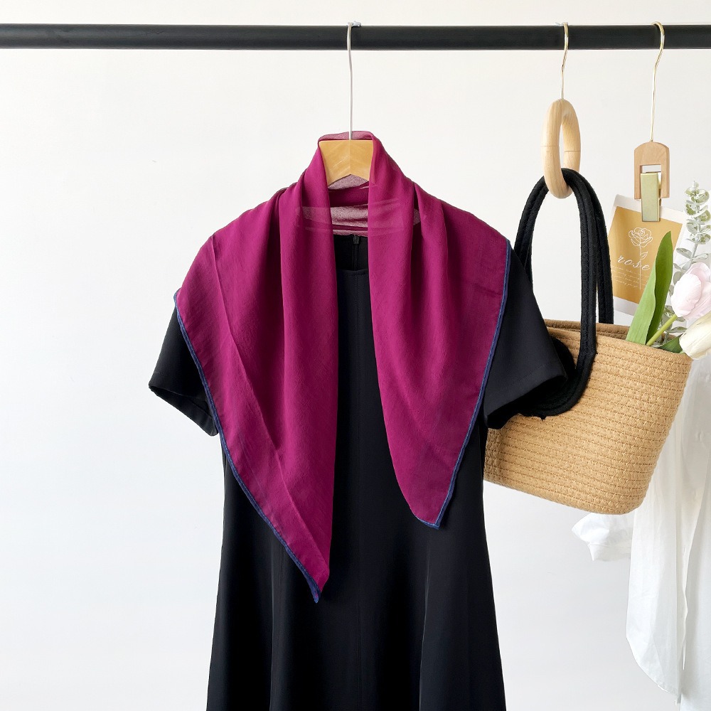 50g Weight Silk Scarf Classification Holiday, Street Occasion Moire Yarn Material Solid Color Pattern Spring&Summer Season Women's Gender Simple Style Style Women's Simple Style Solid Color Moire Yarn Silk Scarf 7