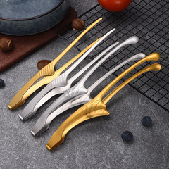304 stainless steel Korean barbecue tongs thickened round head barbecue tongs pointed bread tongs restaurant food tongs