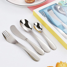 新款304不銹鋼兒童刀叉勺子創意家用寶寶輔食手伴禮禮盒餐具套裝
