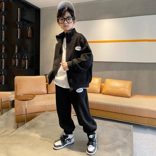 Children's clothing, spring and autumn boys' suits, autumn clothing, medium and large children's long-sleeved zipper jackets, casual pants, sportswear, western style two-piece sets
