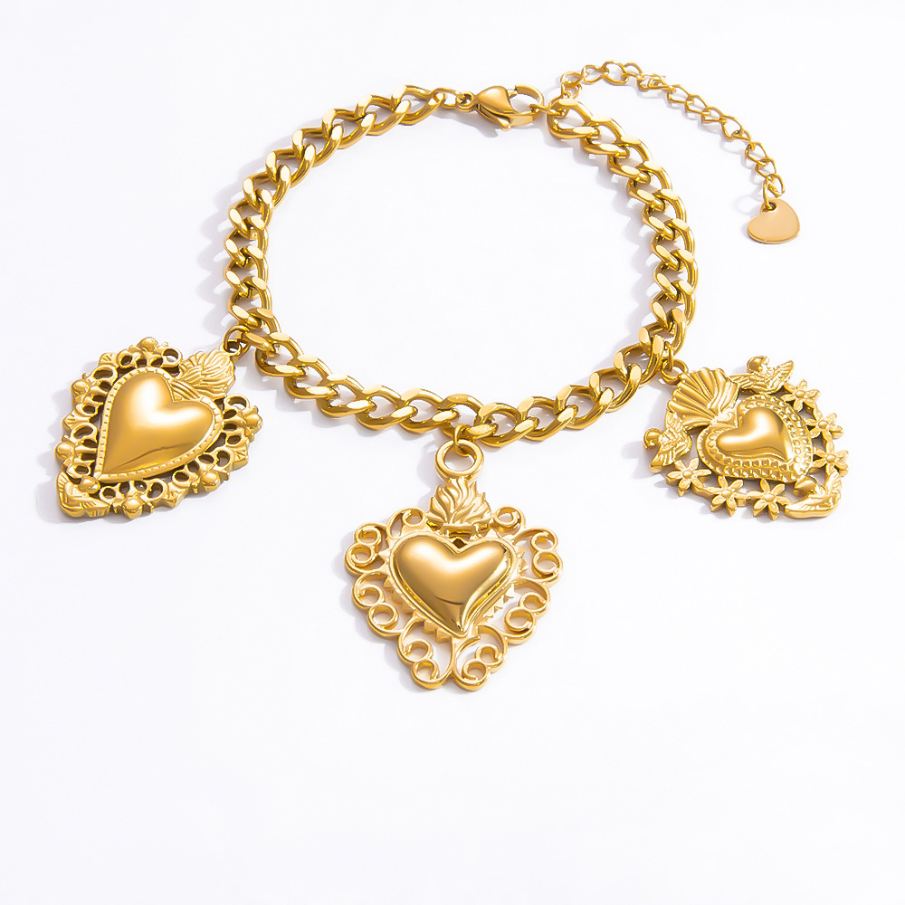 Heart Shape Pattern All Seasons Season Women's Gender Elegant, Classic Style, Streetwear Style PVD Coated Real Gold Plated Heart Shape 304 Stainless Steel Elegant Classic Style Streetwear Waterproof Non Tarnish 304 Stainless Steel Lobster Trigger Clasp Closure Multi Charms Necklace