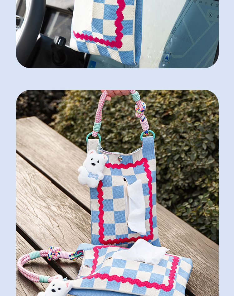 Car Tissue Box Hanging Cute Ins Car Seat Back Tissue Hanging Bag Car Paper Box Car Interior Decoration Supplies