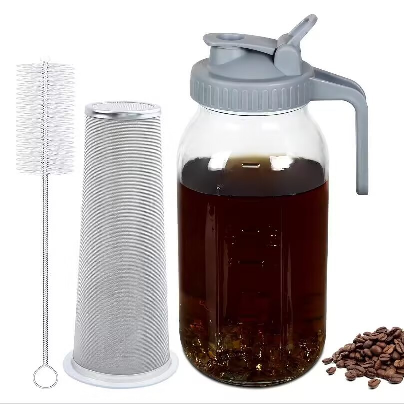 64oz Mason latas con escala botella de bebida con set de pantalla de café 32oz escala Mason latas fría kettle mango cubierta