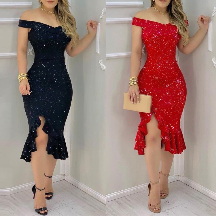 womens-fashion-sexy-summer-off-shoulder-short-sleeve-sequin-ruffle-irregular-dresses