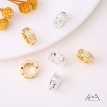 铜保色14k包金微镶锆石隔片大环隔珠diy手链项链串珠diy饰品配件