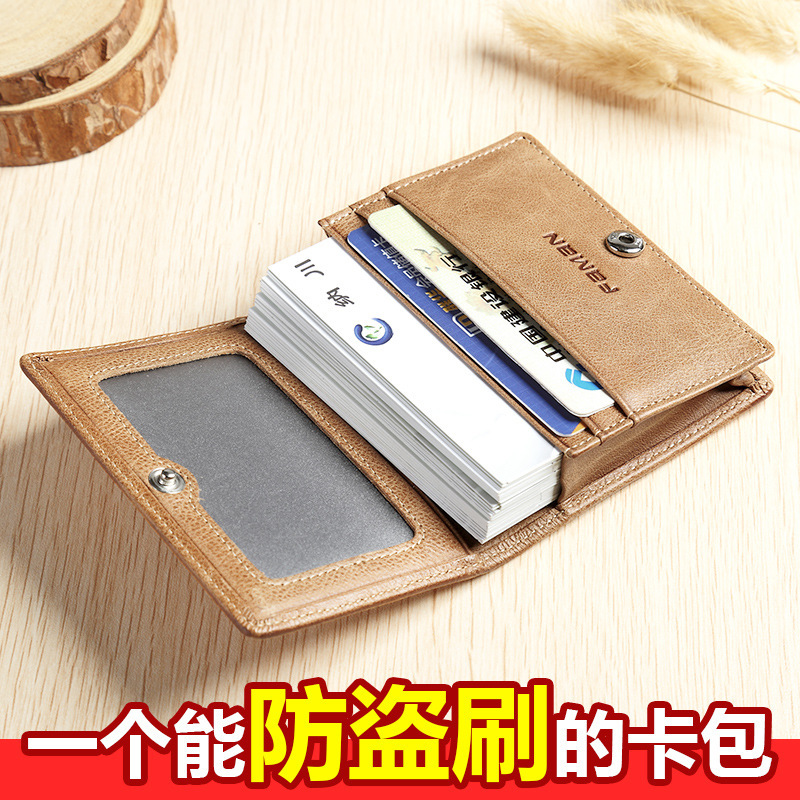 Funda para tarjetas de visita para hombre faman, tarjetero de negocios, tarjetero de cuero, tarjetero de piel de vaca de gran capacidad para múltiples tarjetas para mujer
