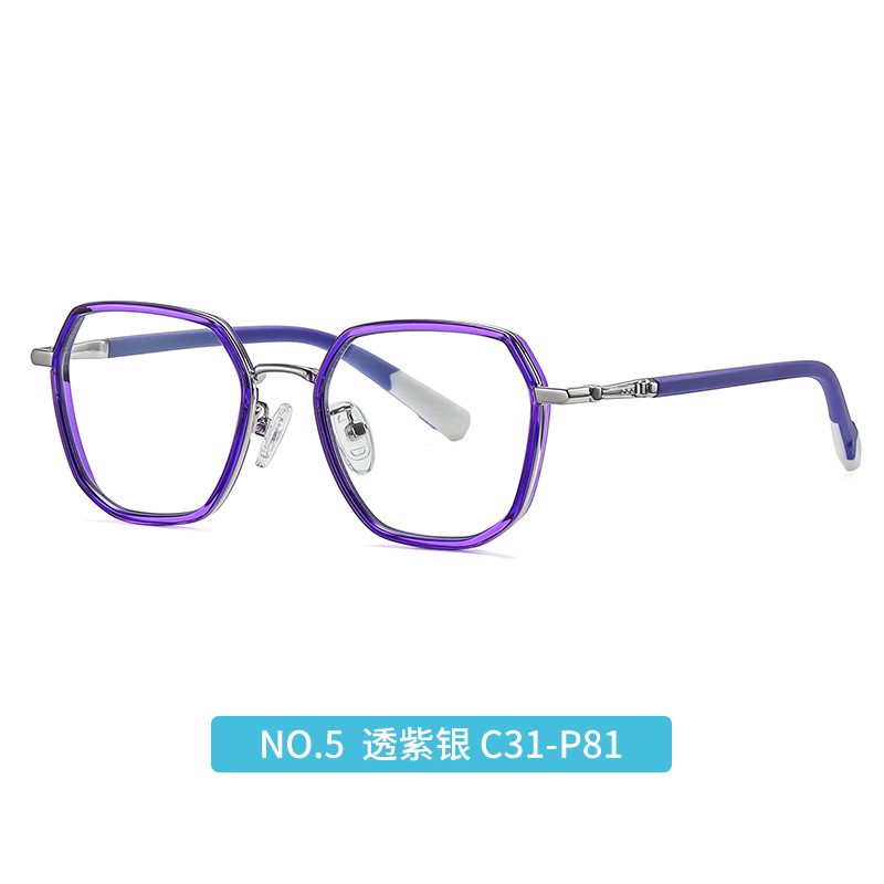 Nuevos niños gafas marco de moda multilateral color caramelo gafas lisas TJ855 ultra ligero TR de dos colores anti-azul gafas de luz