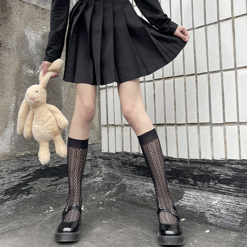 jk lace socks mesh socks mid-tube Japanese pile socks women's summer thin transparent Lolita Korean lace socks