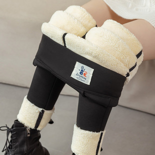 800g lambswool high waist leggings women's fleece-lined thickened plus size autumn and winter northeast cotton pants slim pencil pants