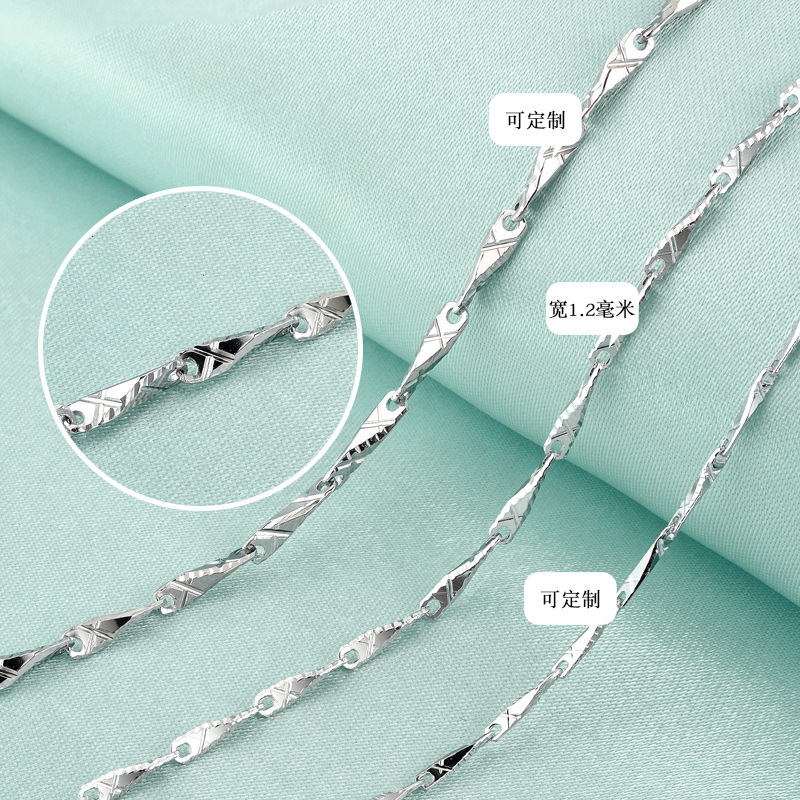 Nuevo collar de viento minimalista transfronterizo s925 versión japonesa y coreana 1.2 cuchillo de dientes de plata XX accesorios collar de moda retro