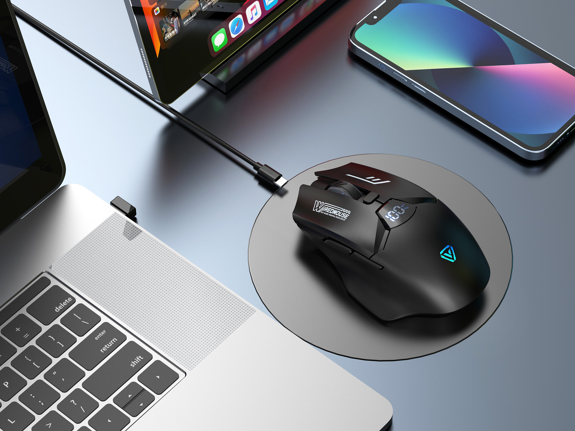 Wireless Bluetooth Dual-Mode-Maus mit Ladefunktion, leise, Gaming, intelligente Bildschirmanzeige, Computer-Monitor-Maus für grenzüberschreitenden Handel