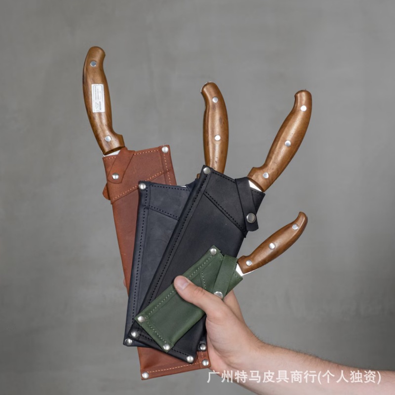 Hot-Selling Foreign Trade Leather Tool Protective Cover Knife Sheath, Genuine Leather Simple Buckle Anti-Slip Chef's Knife Sheath