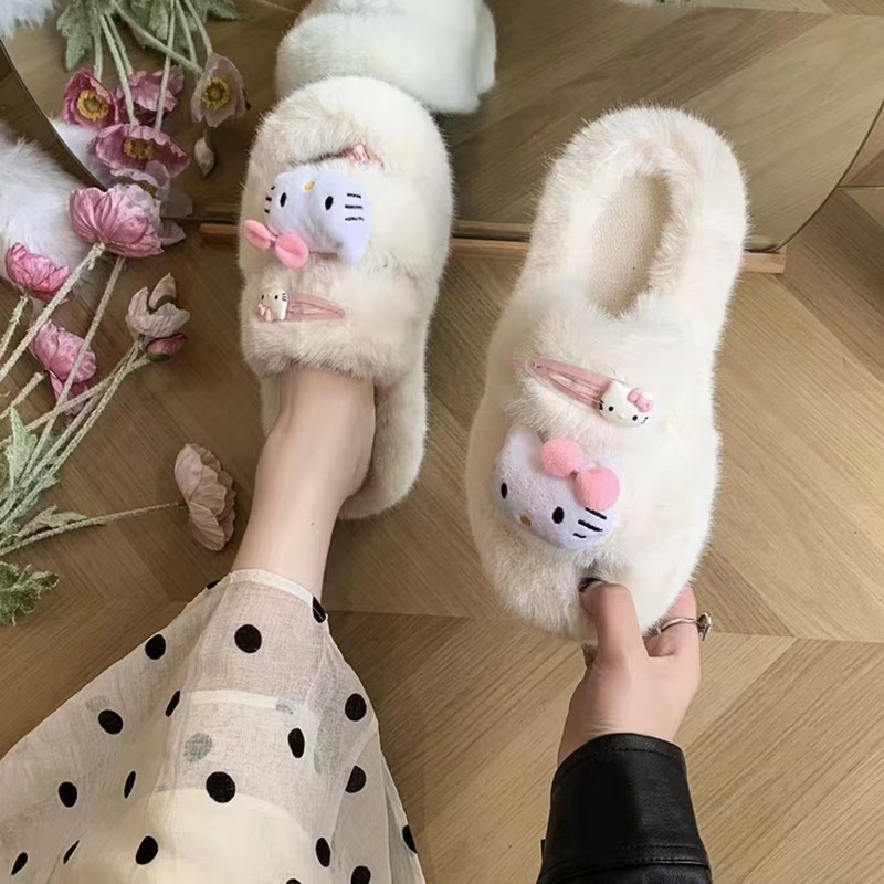 秋冬の新型の厚い底の毛のスリッパの外は女性の皮のファッションの高級な双ボタンの柔らかい底を着て軽くて豪華で軽くて糞感を踏みます。|undefined